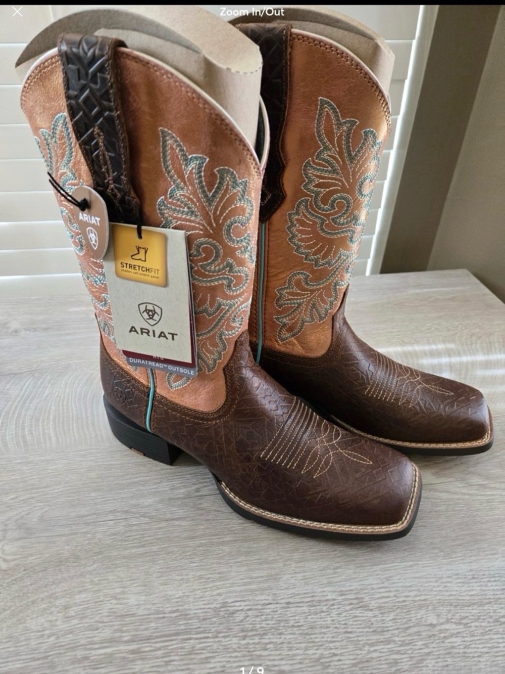 Women’s Ariat Round Up Wide Square Toe StretchFit 9B NIB - Picture 2 of 7